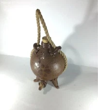 Vintage Terracotta Vessel Wine Keg with Spout, Cork and Rope-Unique Decor Piece