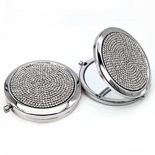 2pcs Magnifying Compact Mirrors 1X 2X Purse Pocket Makeup Mirror Silvery