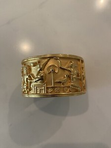 Authentic 22k Gold plated Elizabeth Taylor for Avon Egyptian Revival Bracelet Cuff