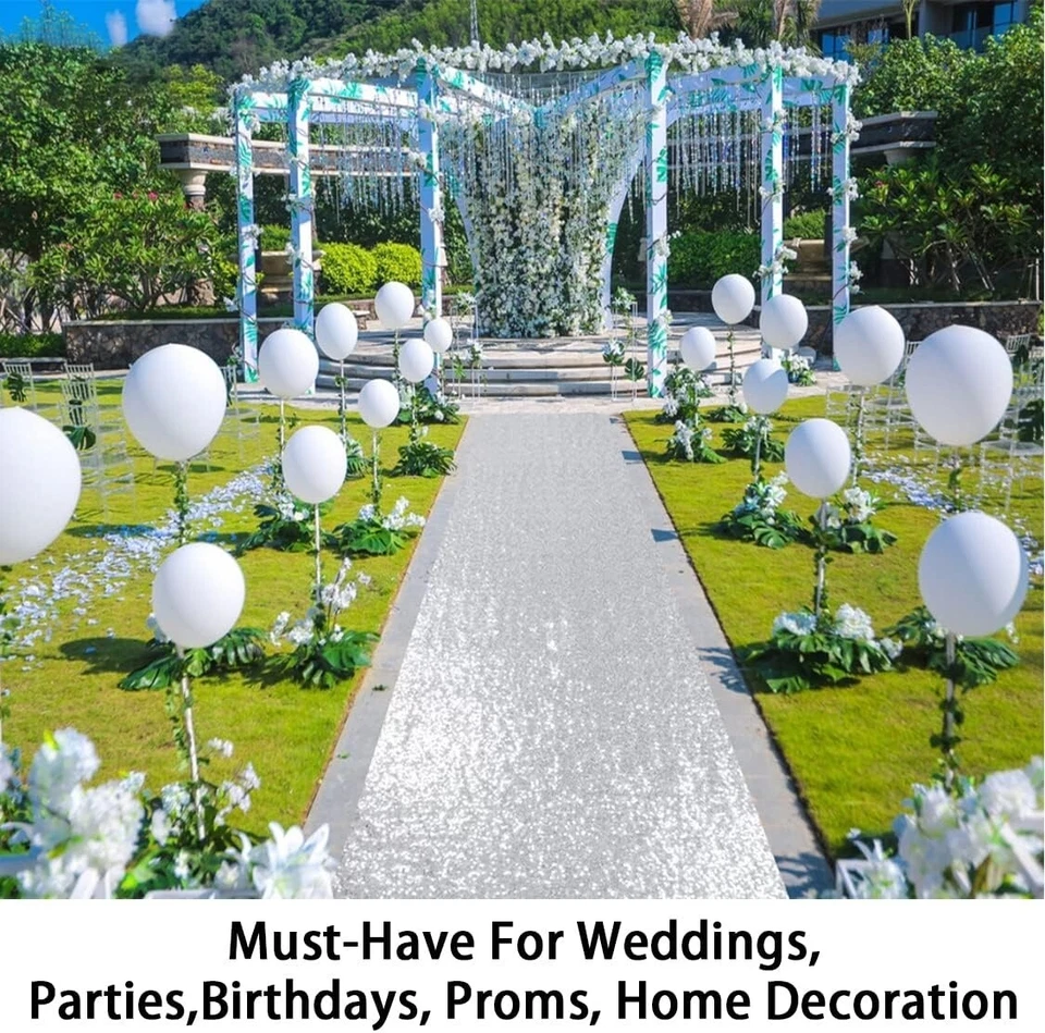 Camino De Pasillo Alfombra 2x15 Pasteles Tela Plata Para Fiesta Ceremonia Boda NUEVO. Foto 2 de 4