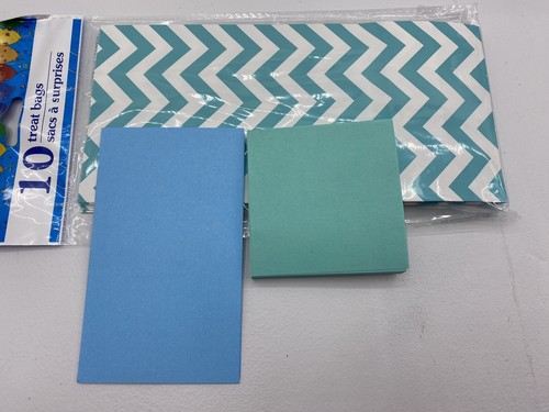 10 Treat Goody Bags Sea Green Zigzag Design Party Supplies Baby Birthday  - Picture 3 of 5