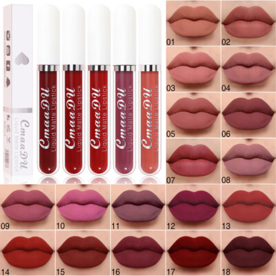Langhaltend Samt Matt Lippen Makeup Lip Gloss Liquid Lippenstift Wasserfest   