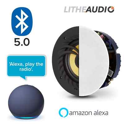 Lithe Audio 6,5'' Bluetooth Deckenlautsprecher + Echopunkt 5. Gen (Amazon Alexa)