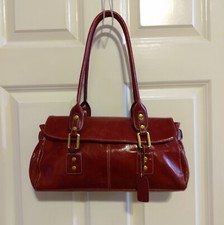 Women's Red Genuine Leather Handbag. By Worthington. 7" X 13"