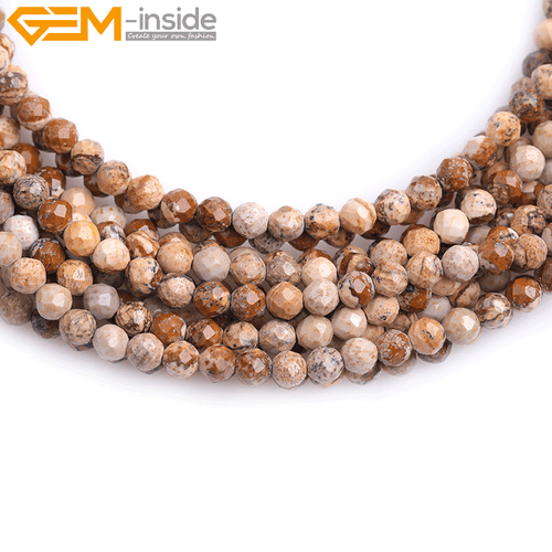 Natural Picture Jasper Stone Loose Beads Faceted For Jewelry Making strand 15" - Picture 41 of 43