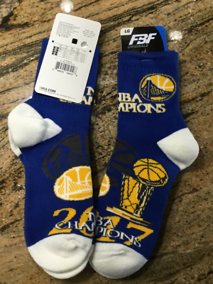(2) 2017 Golden State Warriors NBA Champions Mens Size Socks large 10-13