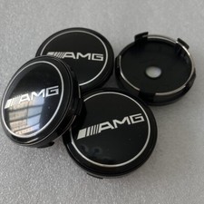 4 x 60mm F&uuml;r Mercedes Benz AMG Nabendeckel Badge Radkappen Felgendeckel Schwarz