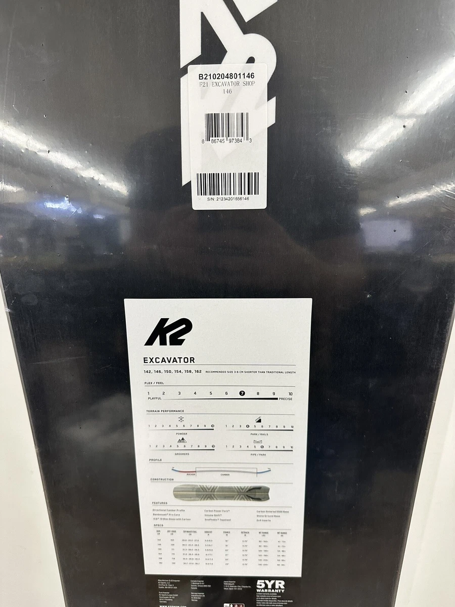 2022 K2 Excavator VERY RARE Limited Edition White Freeride Snowboard 146 cm