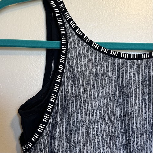 Nike Girls Dri Fit Athletic Tank Top L / 14 Black Gray Built In Bra Sleeveless - Picture 2 of 5