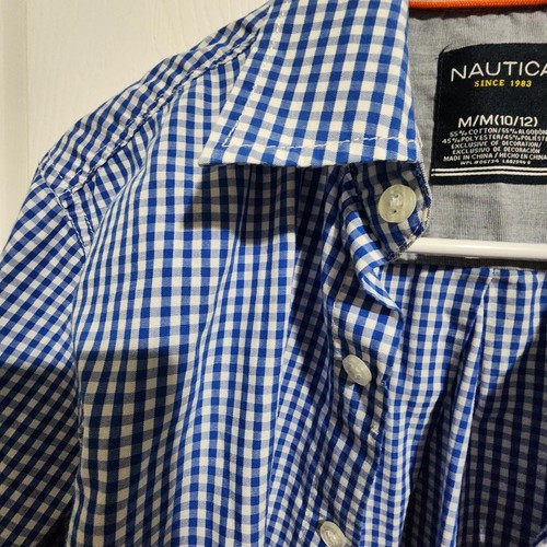 NAUTICA LONG SLEEVE BUTTON UP CHECKED YOUTH SHIRT M 10/12 - Picture 4 of 6