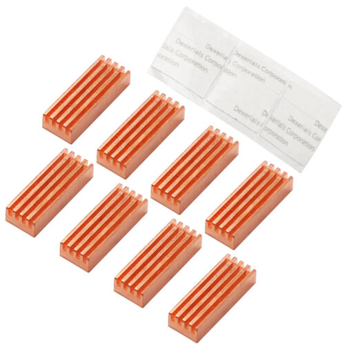 8 Pieces 22x8x5mm Copper Heatsink Self-Adhesive Memory IC Chipset Cooling Fins - Picture 1 of 8