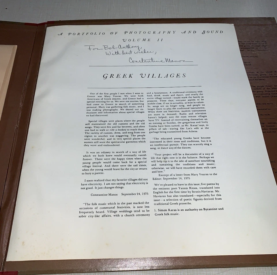 Greek Villages 1975 Portfolio Of Photography Sound Constantine Manos Signed Rare - Image 2 of 4