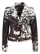 Women's Brando Style Biker Leather Jacket Brown Hair On Cowhide Classic Jacket
