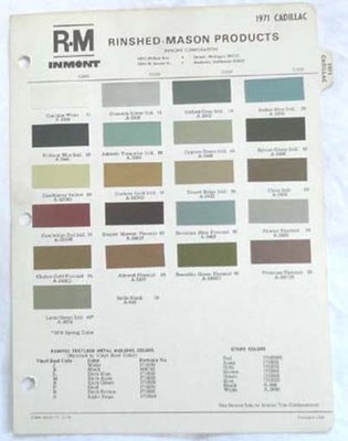 1971 CADILLAC R-M COLOR PAINT CHIP CHART ALL MODELS ORIGINAL 