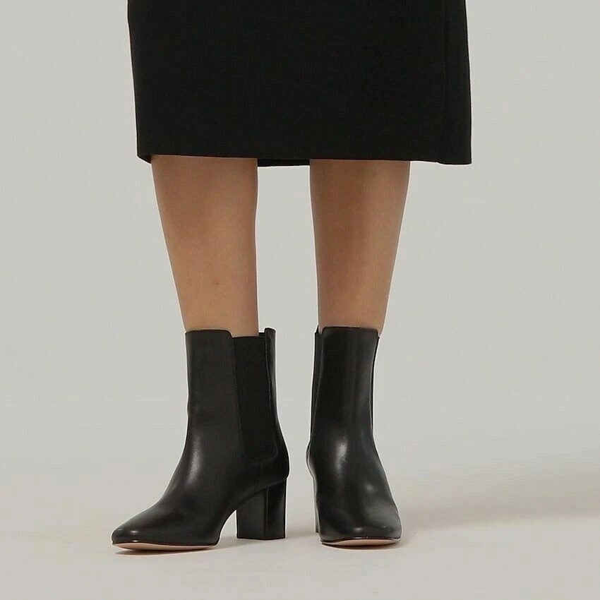 NUEVO EN CAJA Nuevas Botas Chelsea J CREW Cuero Negro Tacón Apilado Talla 9 Foto 3 de 3