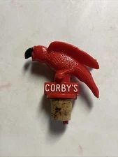 Corby's Red Parrot Bird Liquor Bottle Stopper Pour Spout Vintage Whiskey