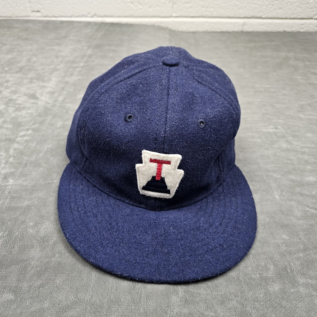Ebbets Field Flannels Hat Cap Fitted Mens 7 1/8 Navy Wool
