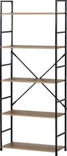 5 Tier Wide Bookshelf Storage Display Rack | Industrial Shelving Unit | Home Off