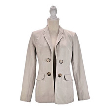 Calvin Klein Linen Blazer 4 Gray Open Front Cardigan Jacket Minimalist Classic