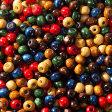 1000Pcs Colorful Wooden round Painted Wood Spacer Beads with Large Hole - Natura