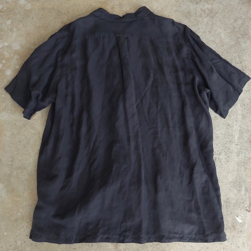 Vintage Polo Ralph Lauren Shirt Mens 2XLT Black Camp Loop Collar Linen Silk - Picture 4 of 5
