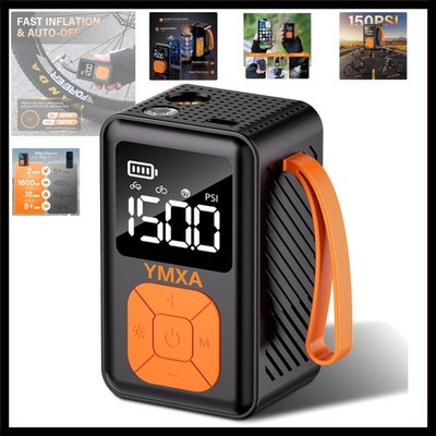 150 PSI Mini Bike Pump   Auto-Stop & Digital Gauge, Air Pump for Bike Tires f...