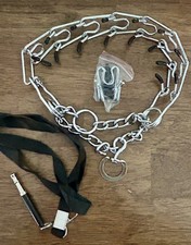 Prong Pinch Collar for Dogs Adjustable Training Chocker AND Dog Whistle Lg NEW