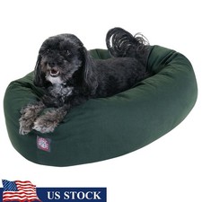 Water Resistant Poly Cotton Bagel Dog Bed W/ Spine Support Machine Washable New