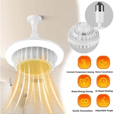 Electric Heating Fan Light 600W Bathroom E27 Ceiling Heater with Remote Control