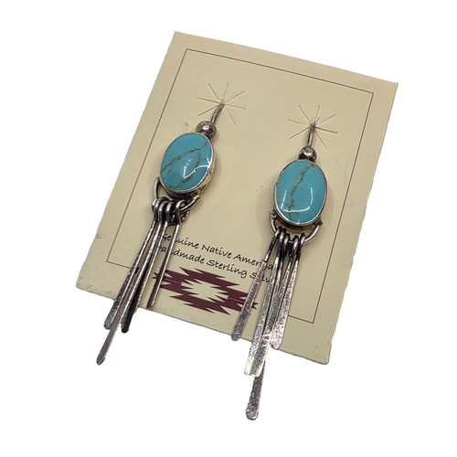 Vintage Mexico Taxco Sterling Silver Turquoise Earrings