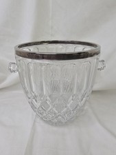 Exquisite 1950's Silver Rim Crystal Ice Bucket 8" Eales of Sheffield Champagne