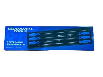 NEW Cornwell CSD86CS 6pc BLUE Cabinet Screwdriver Set, (3) Phillips & (3) Flat