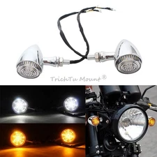 2x Motorcycle 3 Wire Amber LED Turn Signal Light Brake Blinker For Harley Honda