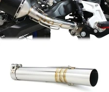 Motorcycle Exhaust Middle Pipe, Stainless Steel Muffler Mid Link... 