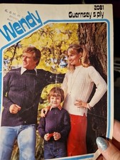 Wendy knitting pattern 2081 Family sweater Guernsey 5ply 24-46" 