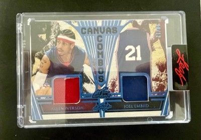 2023 Leaf Art Canvas Combos Allen Iverson Joel Embiid #CC-2 10/12 Game Used SSP