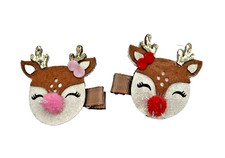 Girls Reindeer Felt Hair Clips