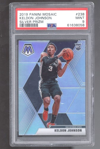 2019-20 Panini Mosaic #238 Keldon Johnson Silver Prizm ROOKIE RC PSA 9