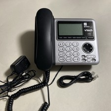 VTech CS6649-2 Corded Desk Phone with Digital Answering System, Silver/Black