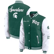 Women's WEAR by Erin Andrews  Green Michigan State Spartans Varsity Full-Snap