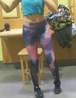 Marika Leggings S 8-10 Womens Sheer Panel Casual Gym Yoga Workout Colourful - Image 1 of 4