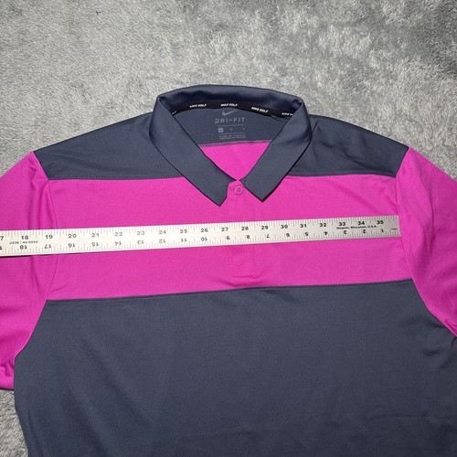 NWT Nike Golf Men’s Dri Fit Short Sleeve Golf Shirt Pink/Grey SZ L Hendricks Gin - Picture 6 of 19