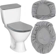 Toilet Lid Cover and Toilet Tank Cover,Grey Toilet Seat Cover with Elastic Botto
