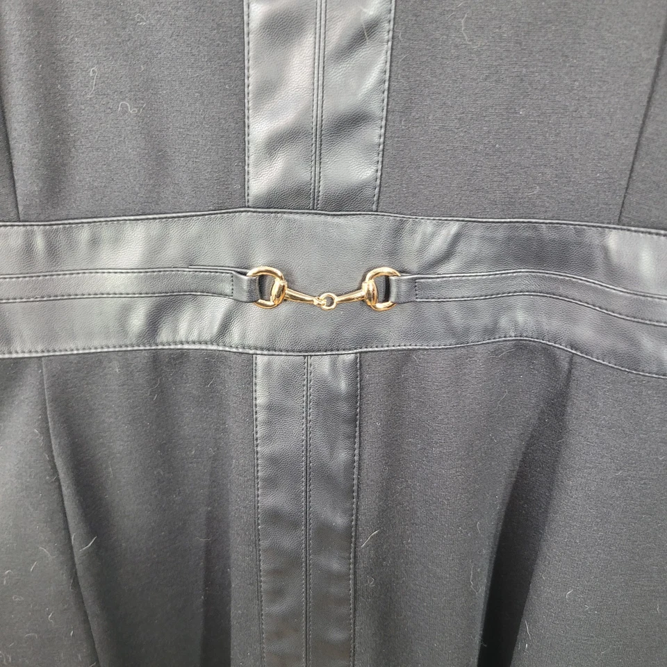 Ellen Tracy Dress Size XL Career sheath Black LBD Faux Leather Party Profession - Image 3 of 4
