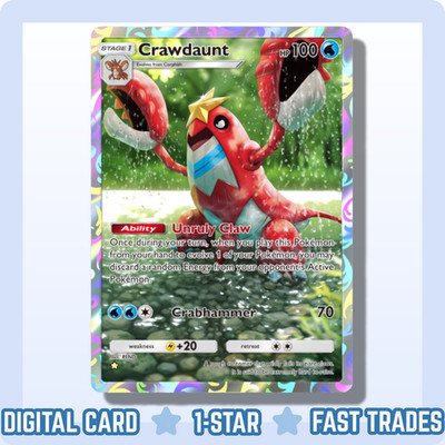 [DIGITAL] Pokemon TCG Pocket - Crawdaunt 1  Star Full Art - Deluxe Pack ex (ENG)