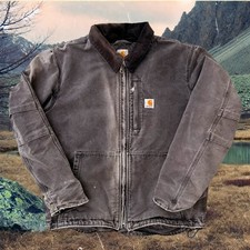 2000s Carhartt Full Swing Grey Charcoal Vintage Detroit Workwear Jacket Mens M.