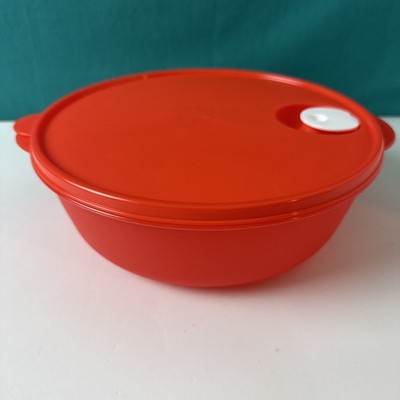 Tupperware Crystalwave Microwave Reheatable Bowl 2.75L / 11.5 Cup Orange Red