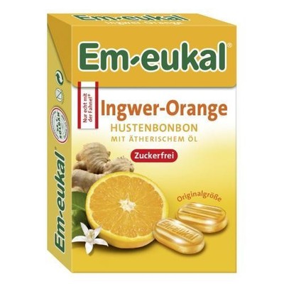 2x EM-EUKAL Bonbons Ingwer Orange zuckerfrei Box 50 G