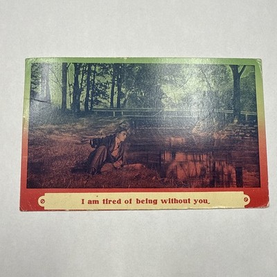 I'm tired of Being without You Man Sitting next to River Vintage Postcard