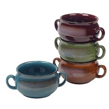 Stoneware 24oz Reactive Glaze Soup Crocks Set of 4: Perfect 24 Oz, Multicolor